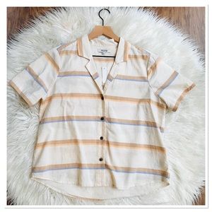 Madewell Camp Shirt In Stripe Light Breezy Button Up Shirt Women’s Size Medium